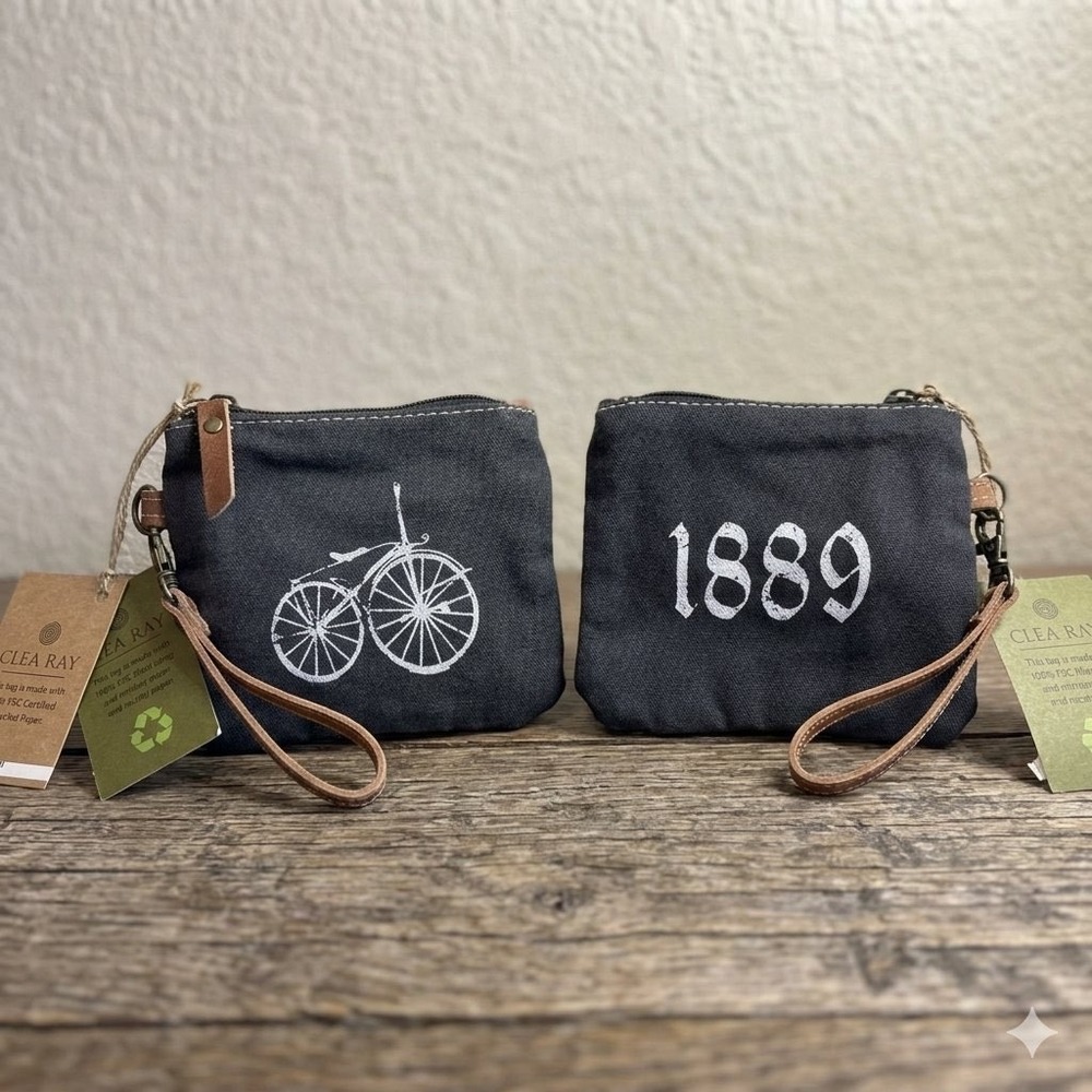 💥🏷️ Clea Ray Military Canvas 1889 Bike Coin Purse Wristlet Utility Sustainable